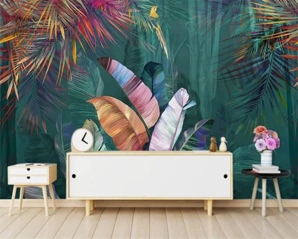 Papier peint tropical palmier pour salon