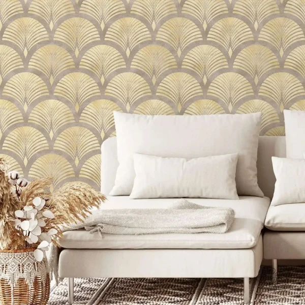 Papier peint palmier beige élégant pour décoration intérieure
