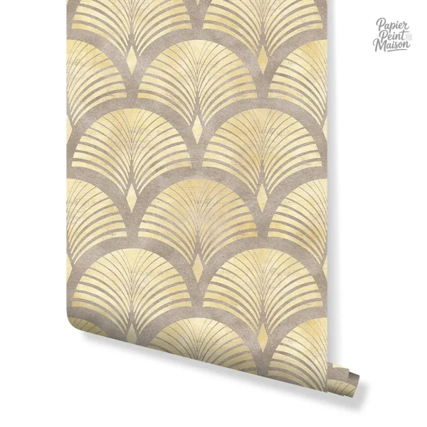 Papier peint tropical beige, idéal pour un décor moderne