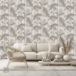 Papier peint palmier noir et blanc élégant pour décoration intérieure
