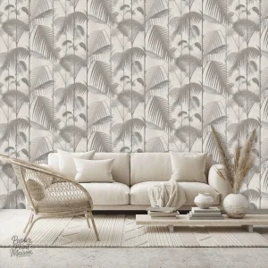 Papier peint palmier noir et blanc élégant pour décoration intérieure