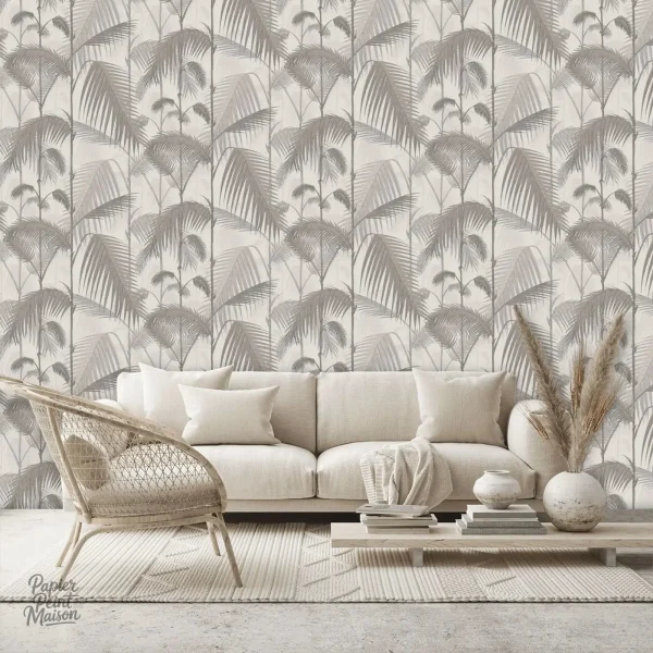 Papier peint palmier noir et blanc élégant pour décoration intérieure