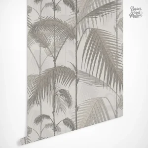 Papier peint inspiré des palmiers, style monochrome chic
