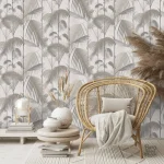 Papier peint à motif de palmier, style contemporain et épuré