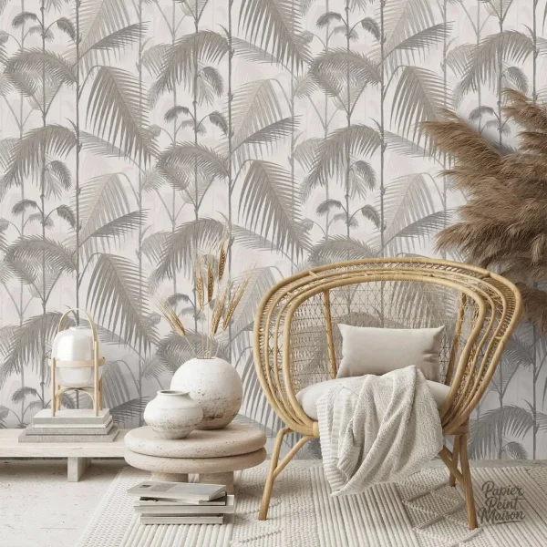 Papier peint à motif de palmier, style contemporain et épuré