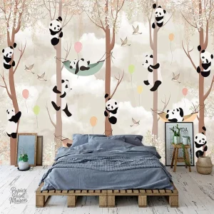 Papier peint panda en motif forêt apaisant