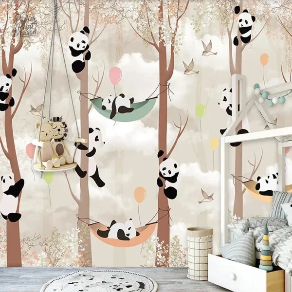 Motif panda sur fond de verdure pour décoration intérieure