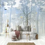 Papier peint panoramique arbre pour décoration intérieure