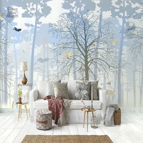 Papier peint panoramique arbre pour décoration intérieure