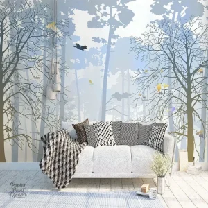 Design naturel avec arbres pour un intérieur apaisant