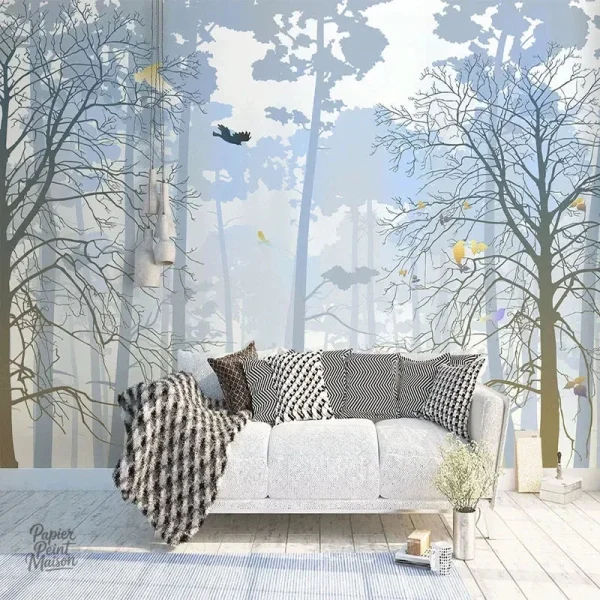 Design naturel avec arbres pour un intérieur apaisant