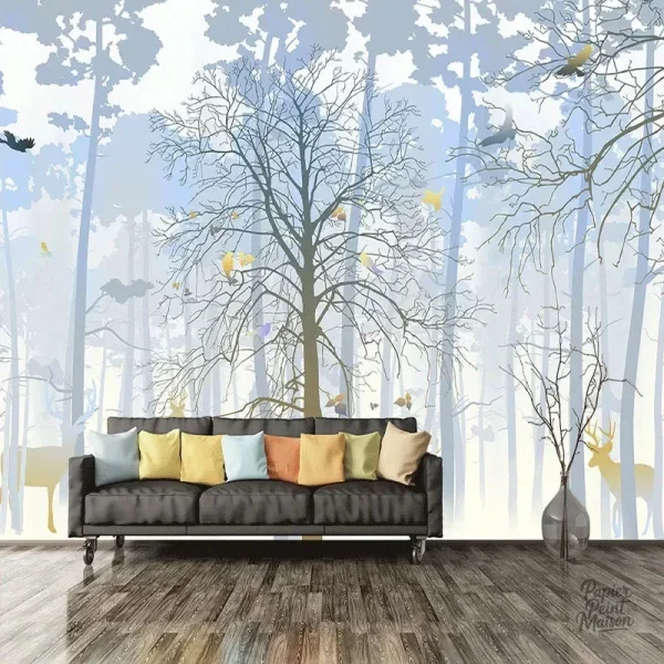 Papier peint inspiré de la forêt, ambiance sereine et verte