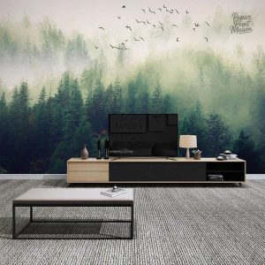 Décoration murale forêt avec motifs d'arbres