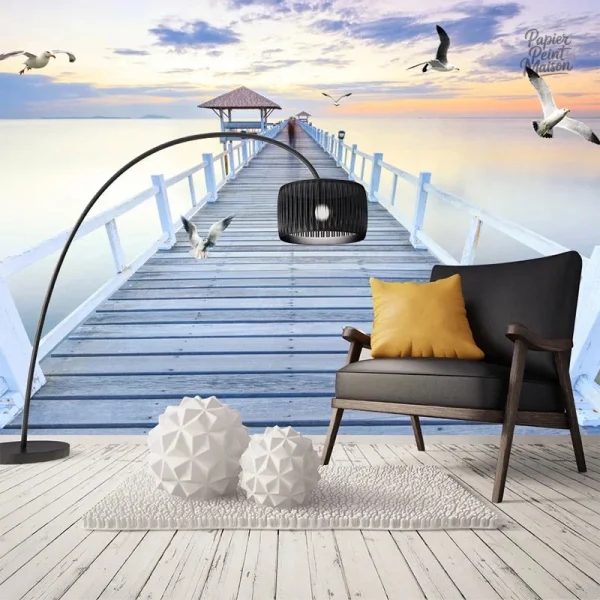 Papier peint panoramique bord de mer pour une décoration marine