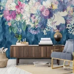 Décoration murale florale avec motif de fleurs colorées