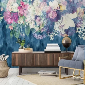 Décoration murale florale avec motif de fleurs colorées