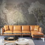 Papier peint forêt avec motifs de végétation luxuriante