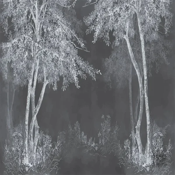 Papier peint forêt élégante monochrome