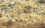 Motifs floraux sur papier peint japonais