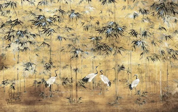 Motifs floraux sur papier peint japonais
