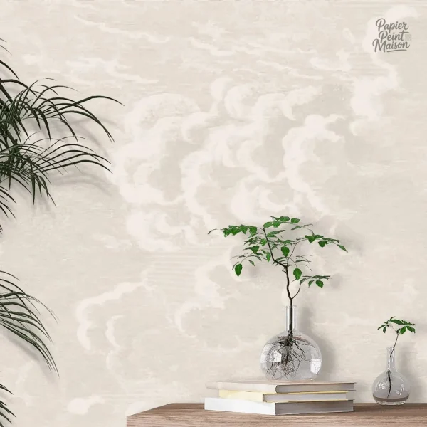 Décor mural nuageux, style panoramique, ambiance sereine