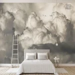 Papier peint panoramique nuages pour décoration intérieure