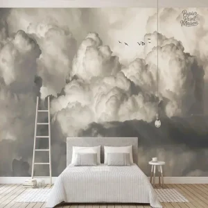 Papier peint panoramique nuages pour décoration intérieure