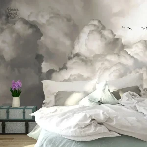 Design de papier peint nuages pour ambiance sereine