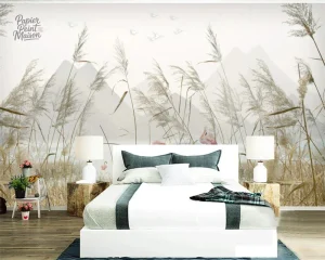 Papier peint artistique représentant un paysage montagnard