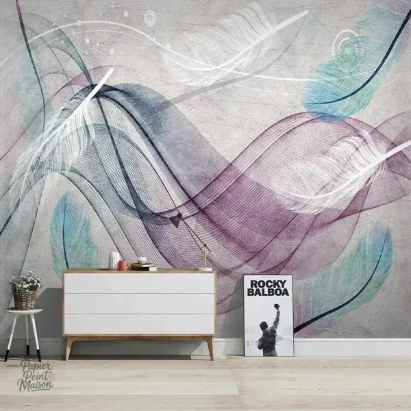 Design de papier peint plumes pour intérieur