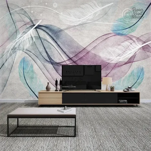 Papier peint mural plume pour ambiance chic