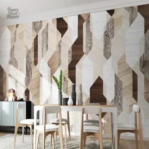 Revêtement mural géométrique en imitation bois