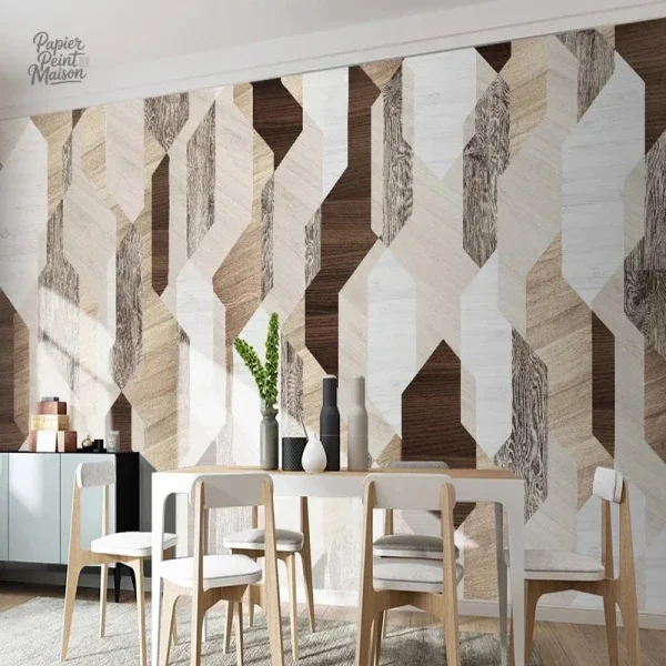 Revêtement mural géométrique en imitation bois