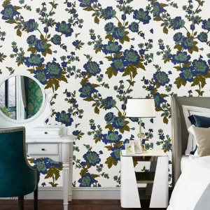 Papier peint à motifs fleuris, parfait pour une décoration moderne