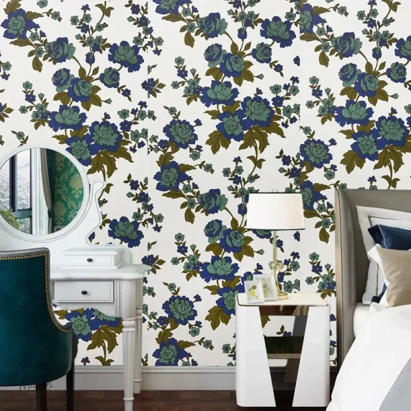 Papier peint à motifs fleuris, parfait pour une décoration moderne