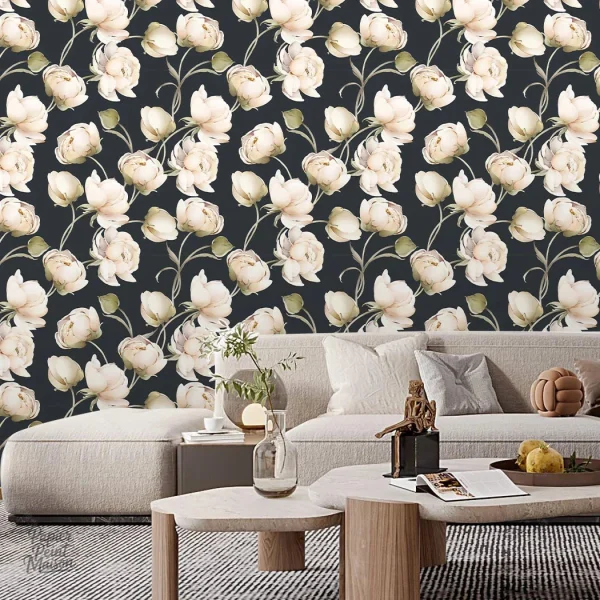 Papier peint fleuri petites fleurs