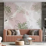 Papier peint végétal avec motif de plantes décoratives