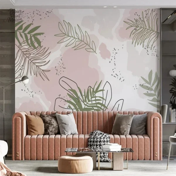 Papier peint végétal avec motif de plantes décoratives