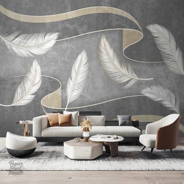 Papier Peint Plume au design élégant et aérien
