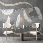 Papier peint avec motifs de plumes délicates