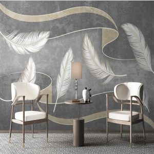 Papier peint avec motifs de plumes délicates