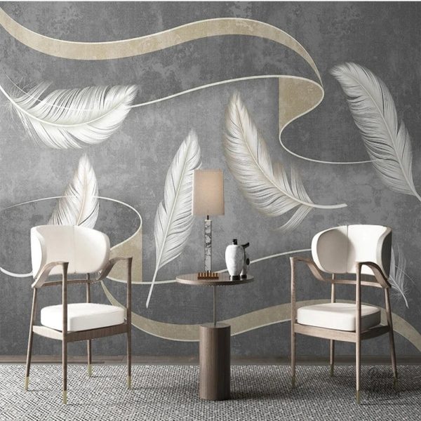 Papier peint avec motifs de plumes délicates