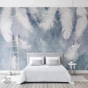 Papier peint plume pour chambre, design élégant et moderne