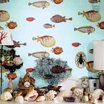Motif poisson élégant en papier peint