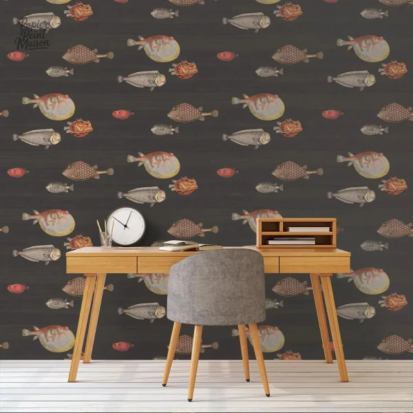 Papier peint poissons pour décoration de bureau