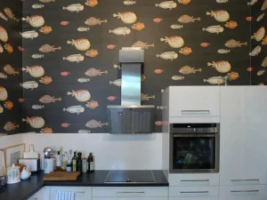 Papier peint décoratif poissons pour espace de travail