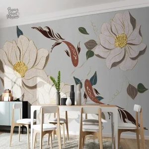 Papier peint poissons japonais, design élégant en intissé