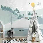Papier peint décoratif pour chambre d'enfant, ambiance sereine