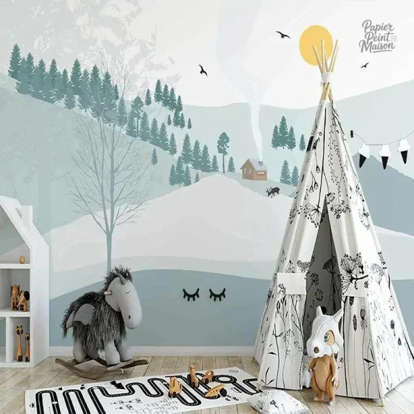 Papier peint décoratif pour chambre d'enfant, ambiance sereine