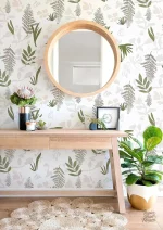 Papier peint feuillage pour salle de bain